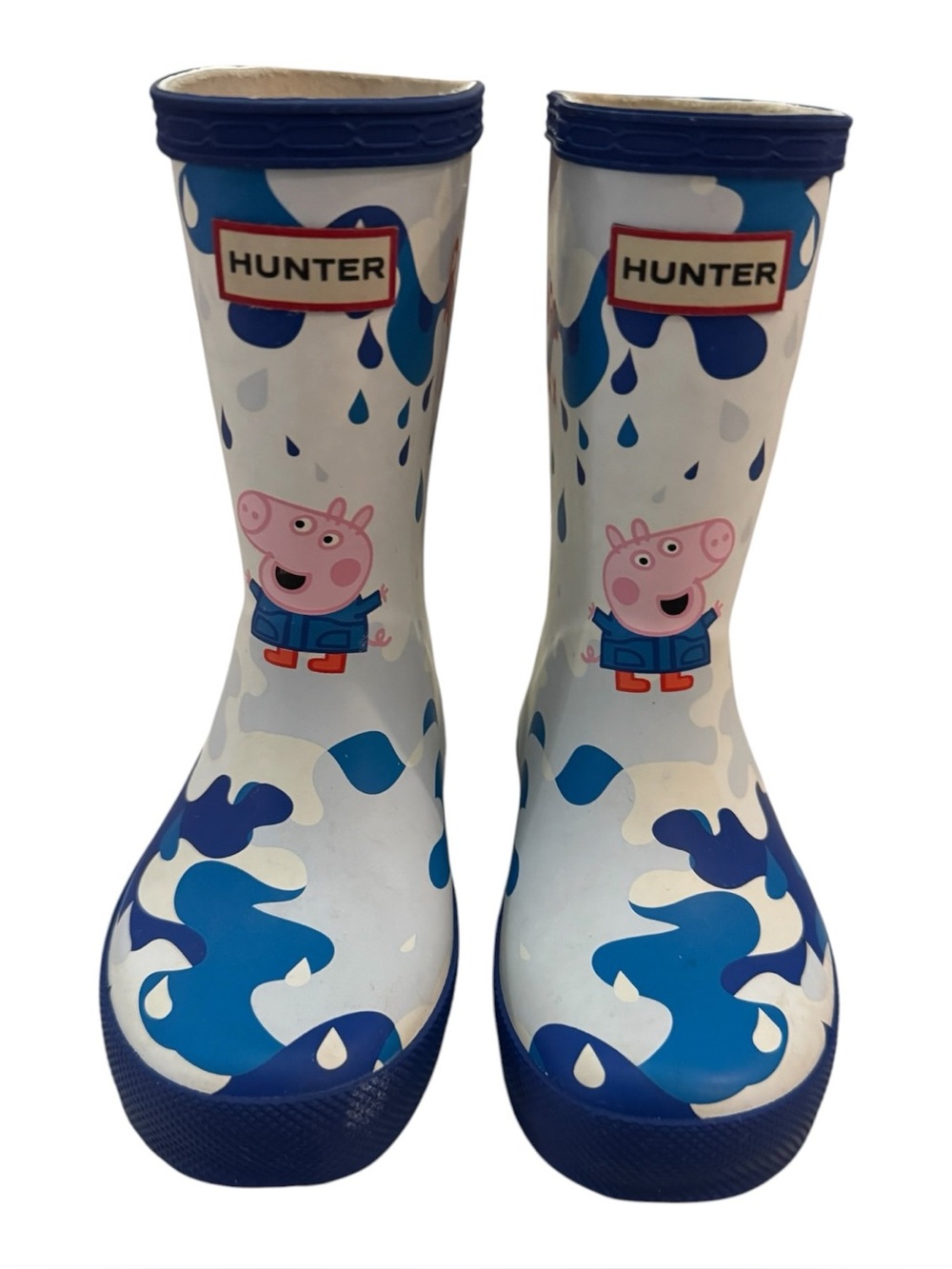 Hunter x Peppa Pig Muddy Puddles Rain Boots Blue Girls 10 Boys 9